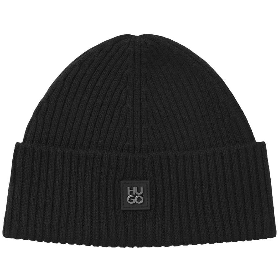 Image number 1 for HUGO Xola Metal Wool Beanie Black