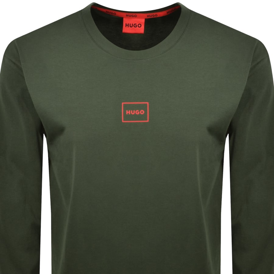 Image number 2 for HUGO Laze Long Sleeve T Shirt Dark Green