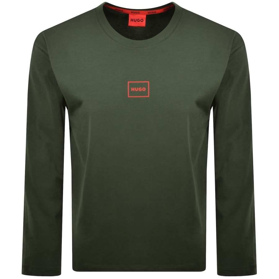 Image number 1 for HUGO Laze Long Sleeve T Shirt Dark Green