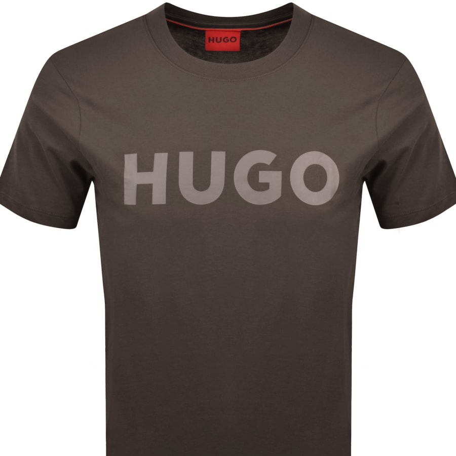 Image number 2 for HUGO Dulivio Crew Neck T Shirt Brown