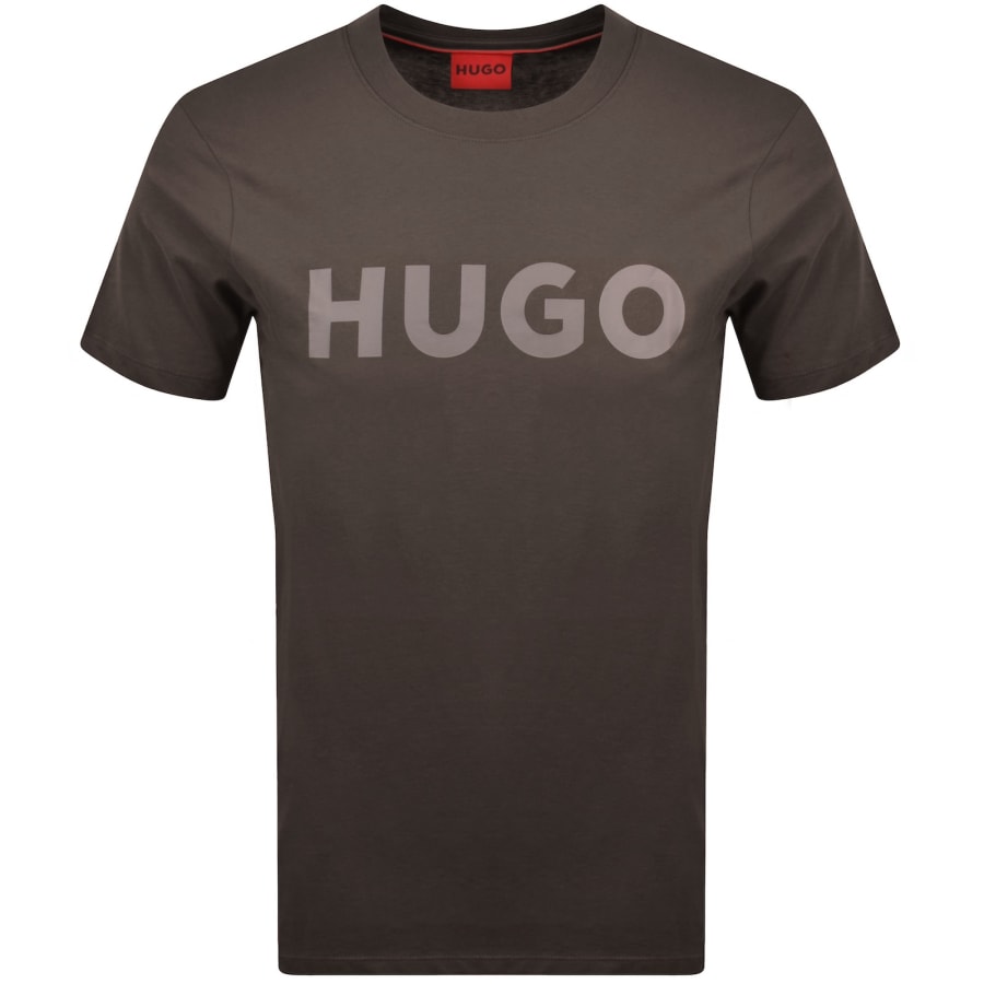 Image number 1 for HUGO Dulivio Crew Neck T Shirt Brown