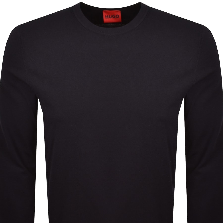 Image number 2 for HUGO San Cody Knit Jumper Navy