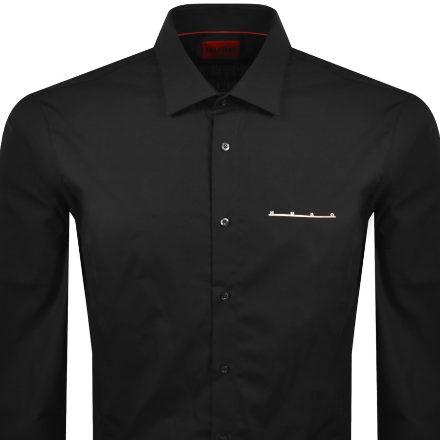 Image number 2 for HUGO Long Sleeved Emero Shirt Black