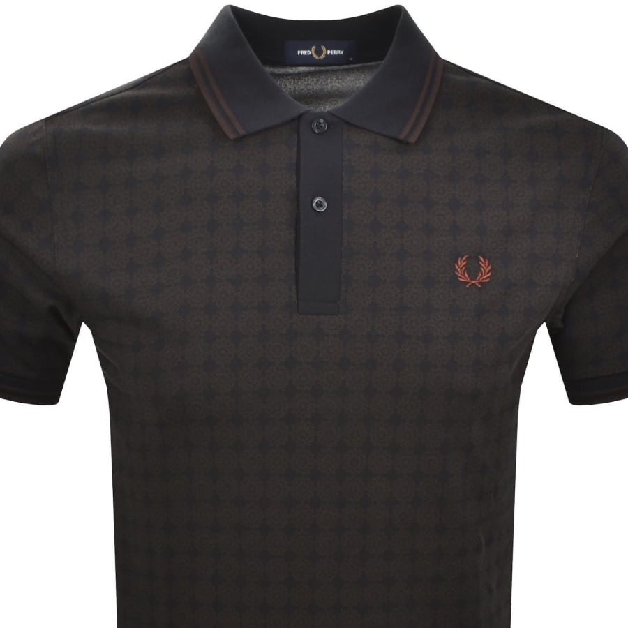 Image number 2 for Fred Perry Floral Polo T Shirt Navy