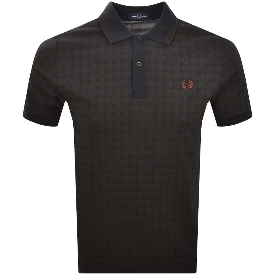 Image number 1 for Fred Perry Floral Polo T Shirt Navy