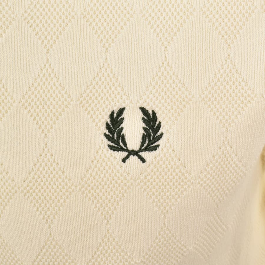 Image number 3 for Fred Perry Pointelle Knit Polo T Shirt Cream