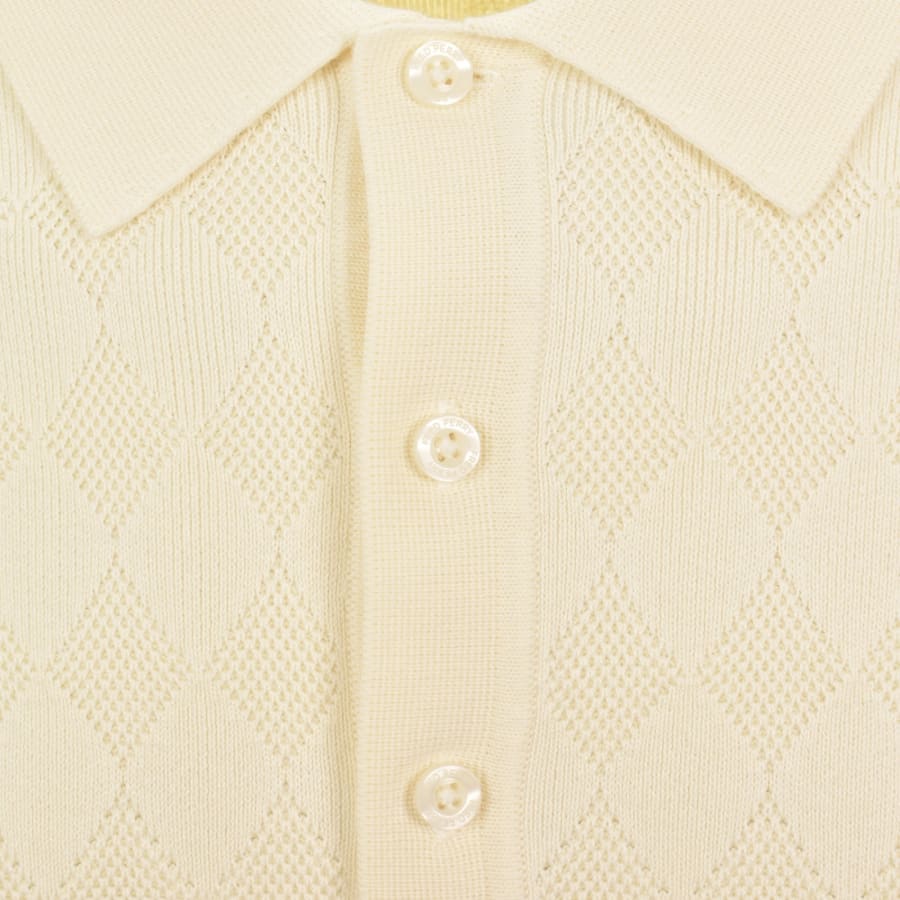 Image number 4 for Fred Perry Pointelle Knit Polo T Shirt Cream