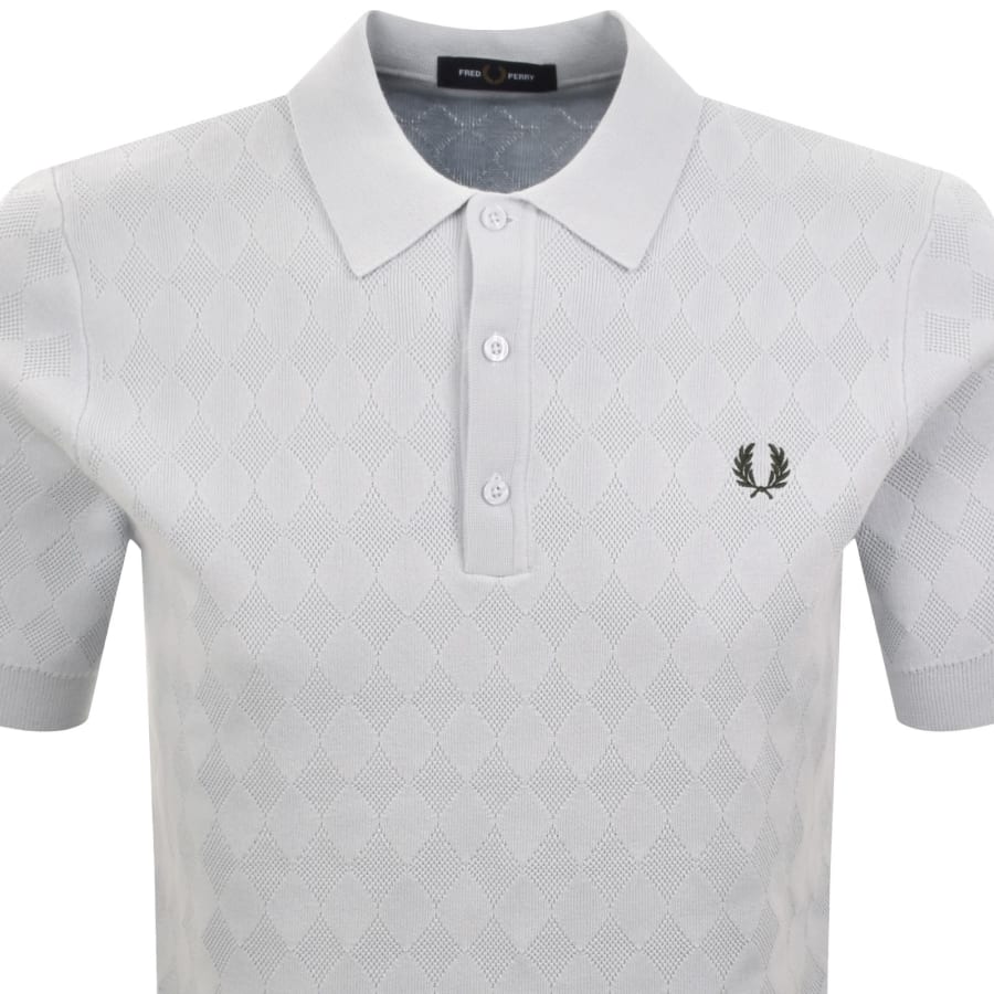 Image number 2 for Fred Perry Pointelle Knit Polo T Shirt Blue