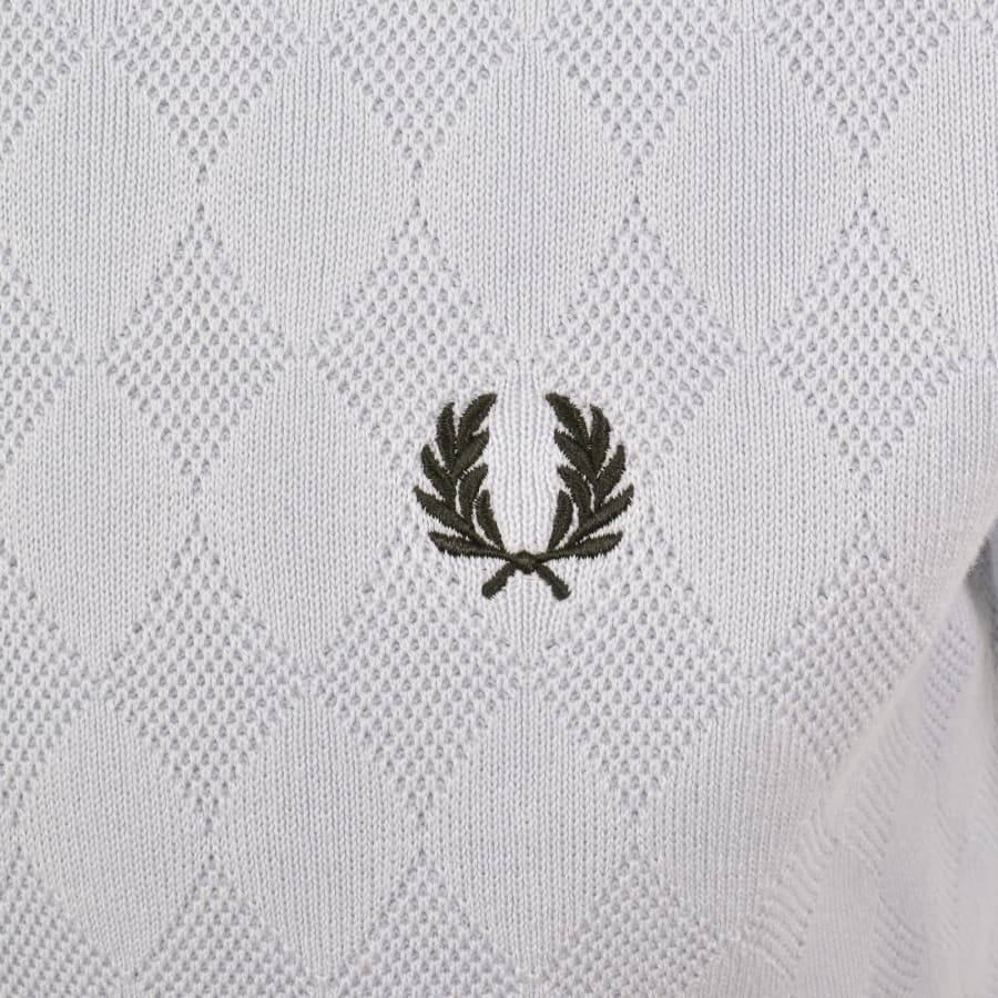 Image number 3 for Fred Perry Pointelle Knit Polo T Shirt Blue