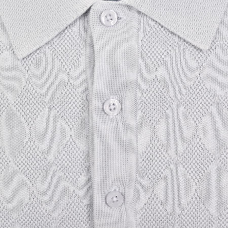 Image number 4 for Fred Perry Pointelle Knit Polo T Shirt Blue