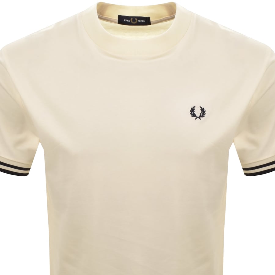 Image number 2 for Fred Perry Bold Tipped T Shirt Cream