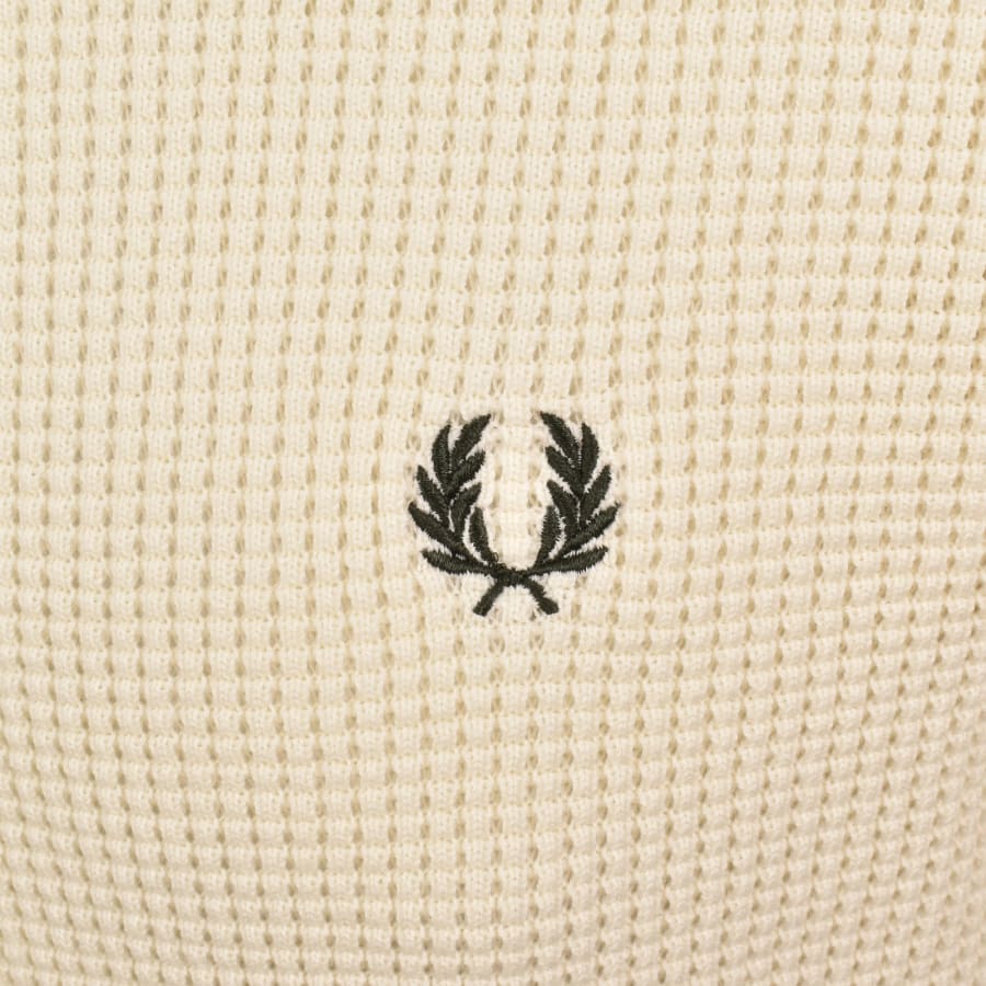 Image number 3 for Fred Perry Half Zip Waffle Knit Jumper Ecru