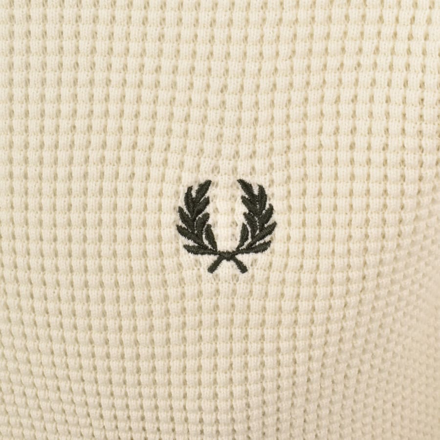 Image number 3 for Fred Perry Waffle Stitch Knit Jumper Cream