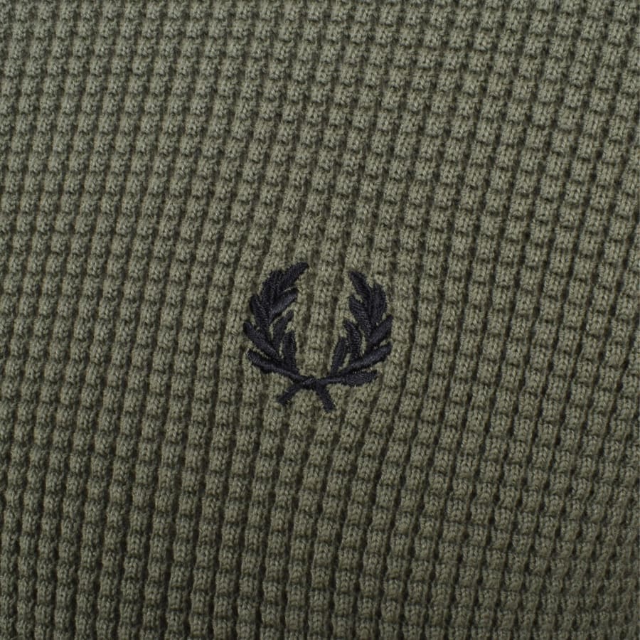 Image number 3 for Fred Perry Waffle Stitch Knit Jumper Green