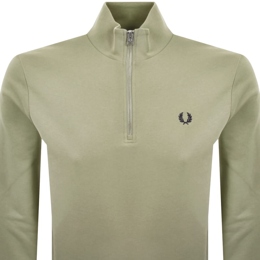 Image number 2 for Fred Perry Half Zip Sweatshirt Green