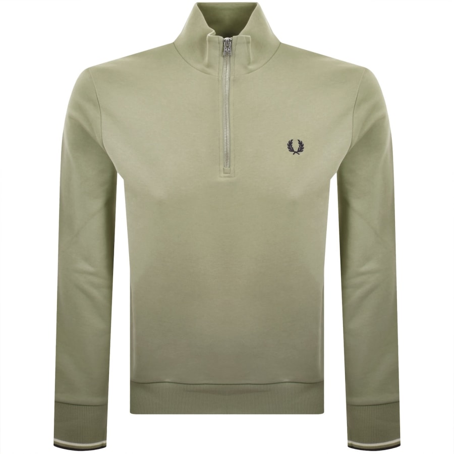 Image number 1 for Fred Perry Half Zip Sweatshirt Green