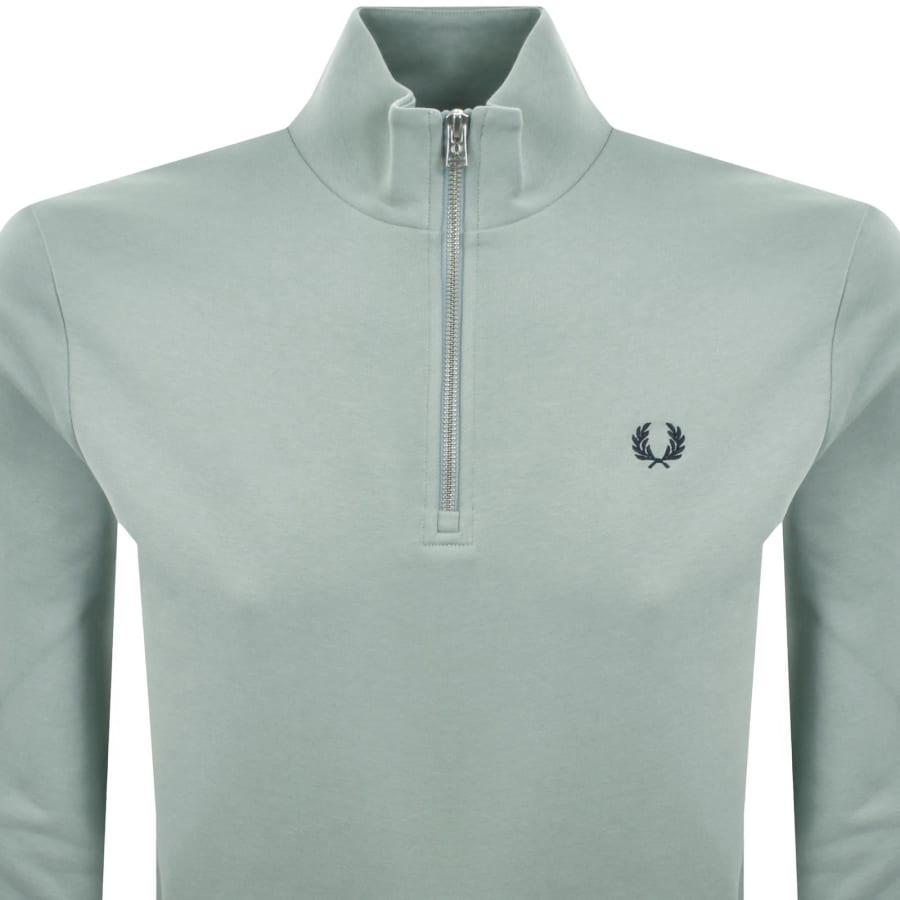 Image number 2 for Fred Perry Half Zip Sweatshirt Silver Blue