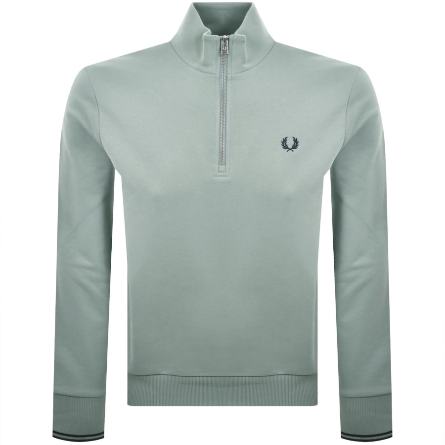 Image number 1 for Fred Perry Half Zip Sweatshirt Silver Blue