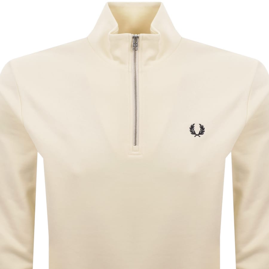 Image number 2 for Fred Perry Half Zip Sweatshirt Cream