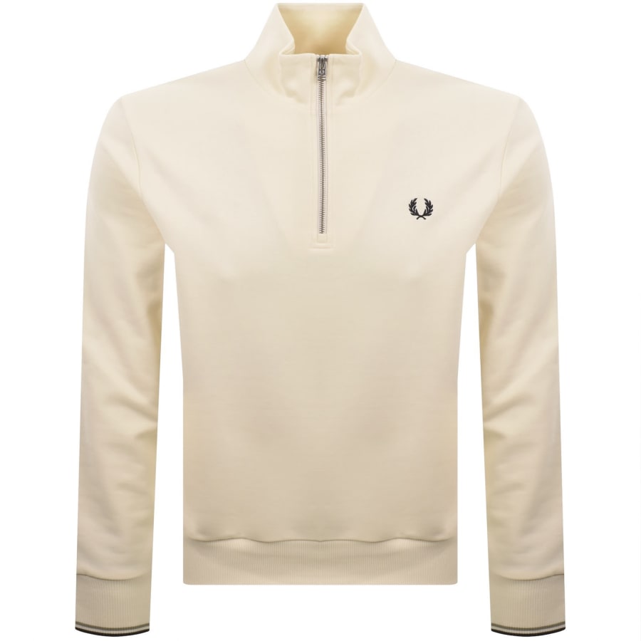 Image number 1 for Fred Perry Half Zip Sweatshirt Cream