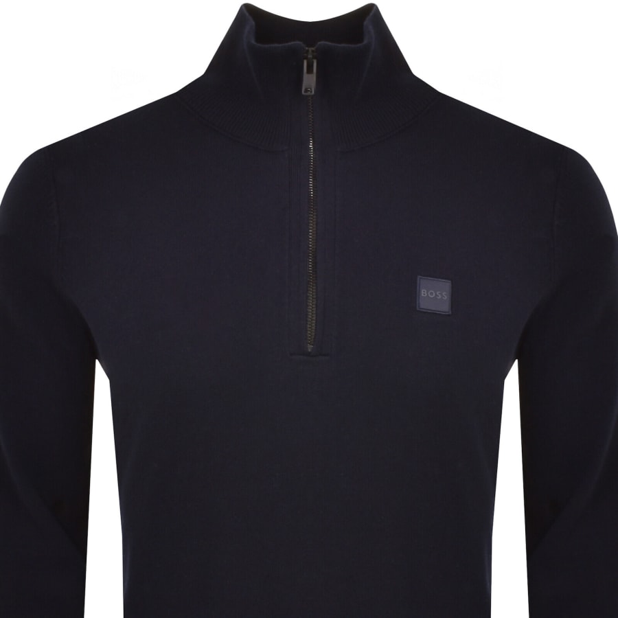 Image number 2 for BOSS Kanobix Quarter Zip Jumper Navy