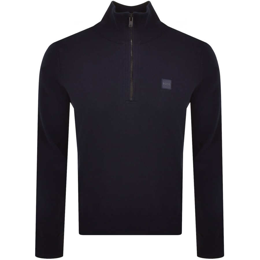 Image number 1 for BOSS Kanobix Quarter Zip Jumper Navy