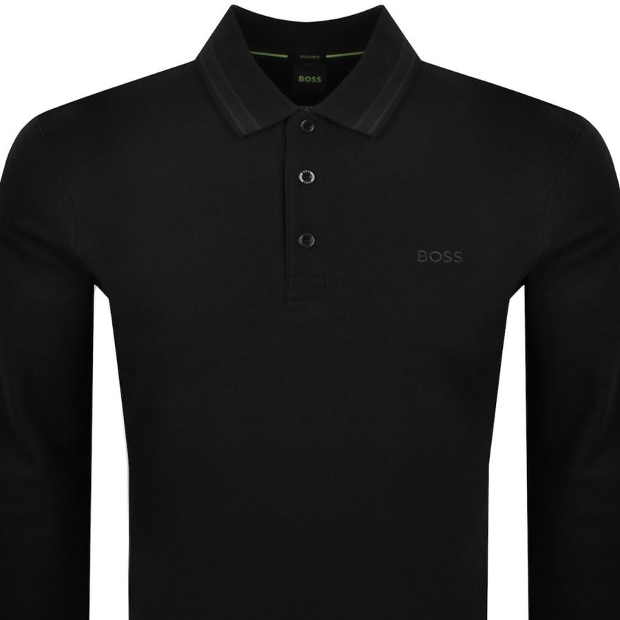 Image number 2 for BOSS Plisy Long Sleeve Polo T Shirt Black