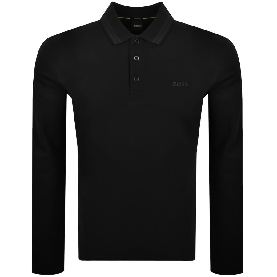 Image number 1 for BOSS Plisy Long Sleeve Polo T Shirt Black