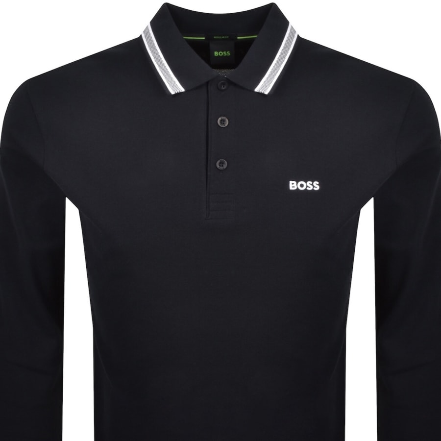 Image number 2 for BOSS Plisy Long Sleeve Polo Dark Blue