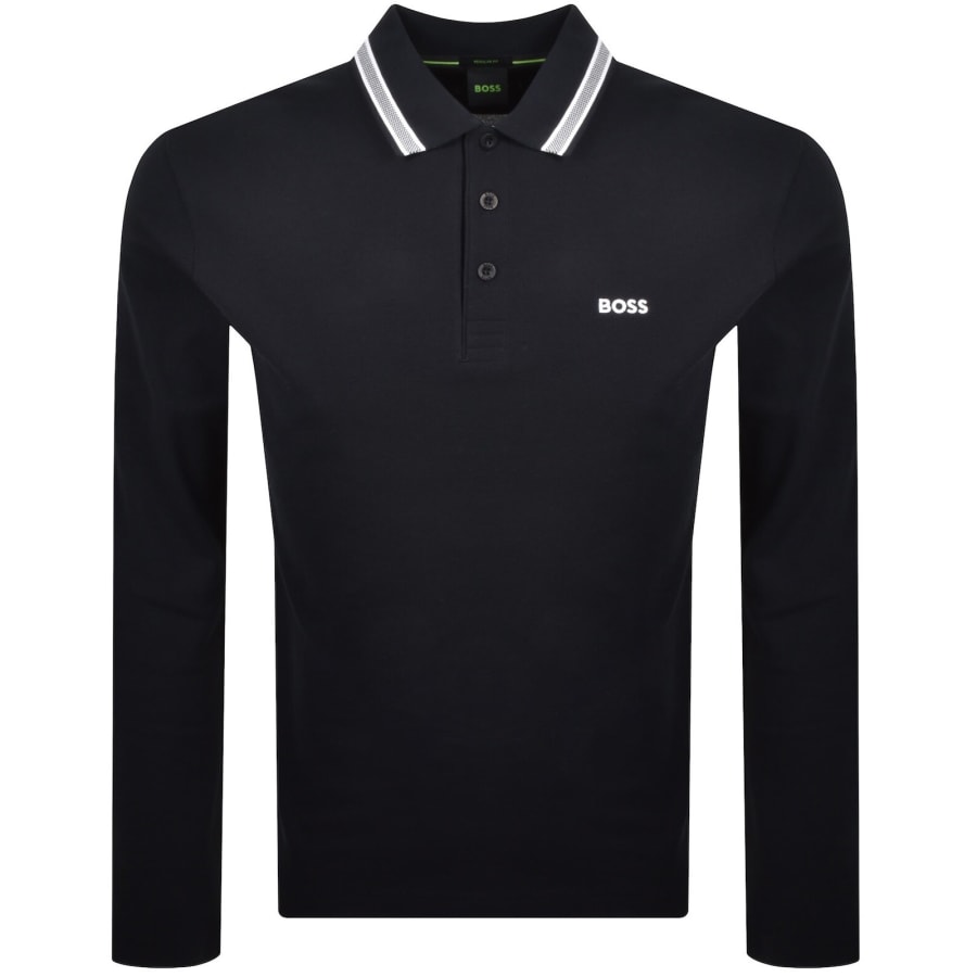 Image number 1 for BOSS Plisy Long Sleeve Polo Dark Blue