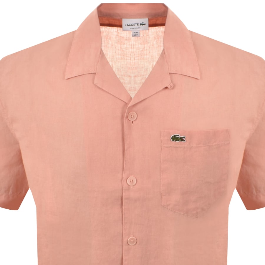Image number 2 for Lacoste Short Sleeved Chemise Shirt Pink