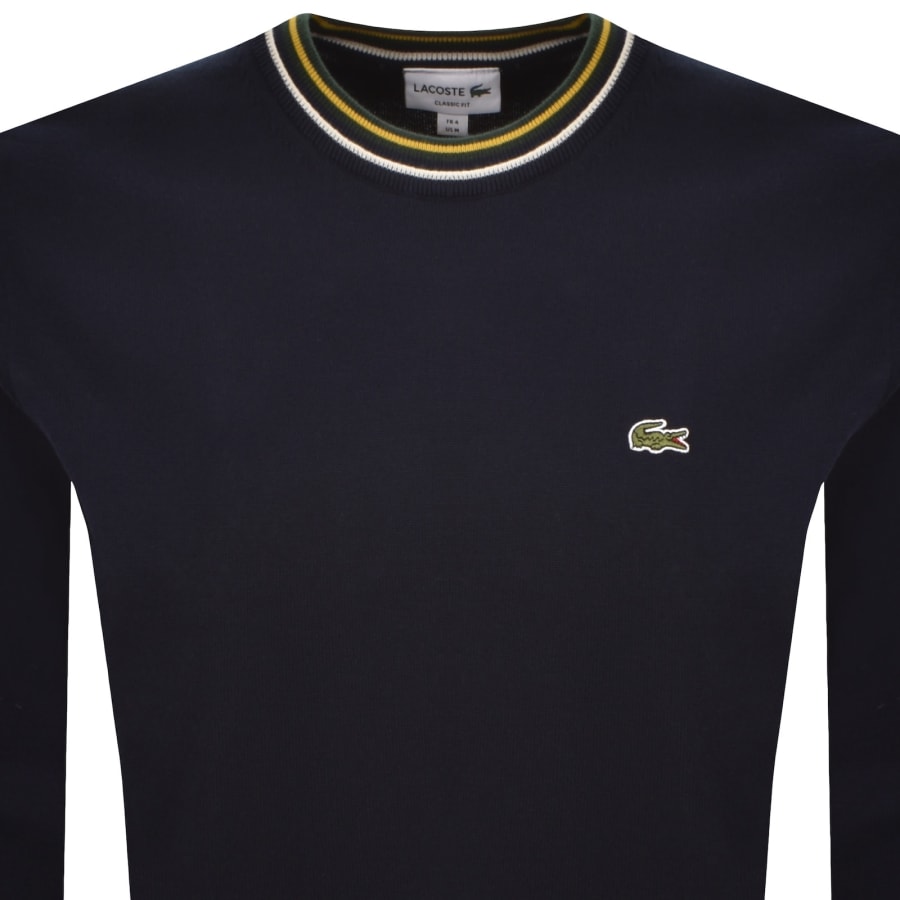 Image number 2 for Lacoste Crew Neck Knit Jumper Navy