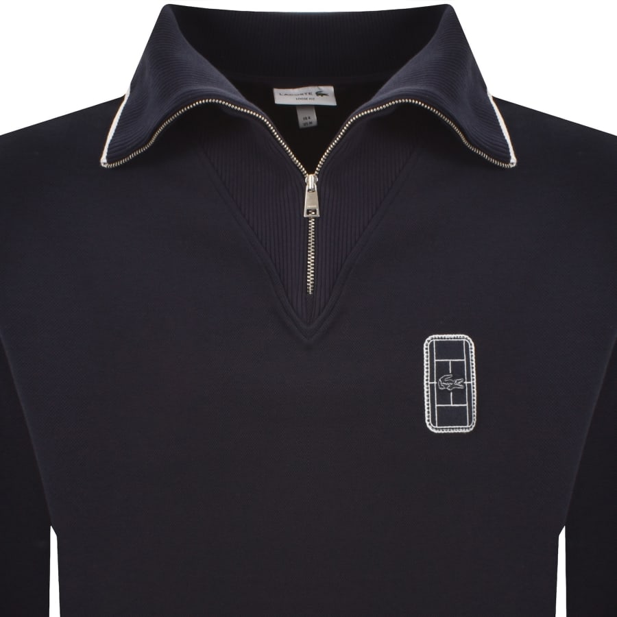 Image number 2 for Lacoste Quarter Zip Sweatshirt Navy