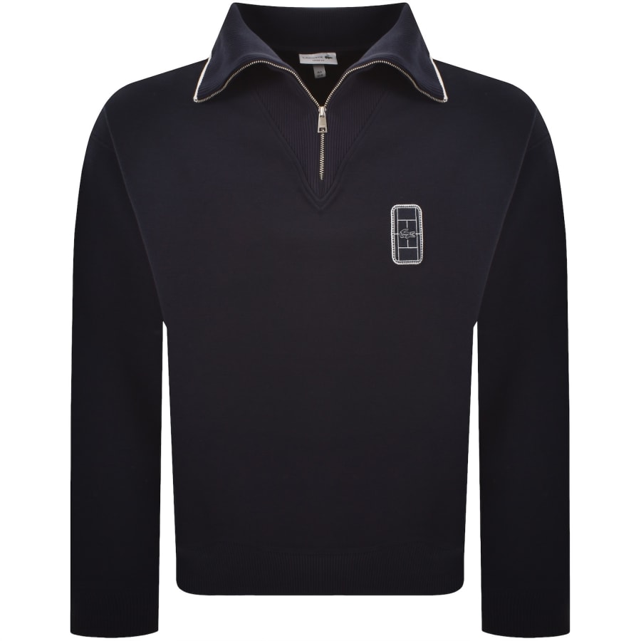 Image number 1 for Lacoste Quarter Zip Sweatshirt Navy