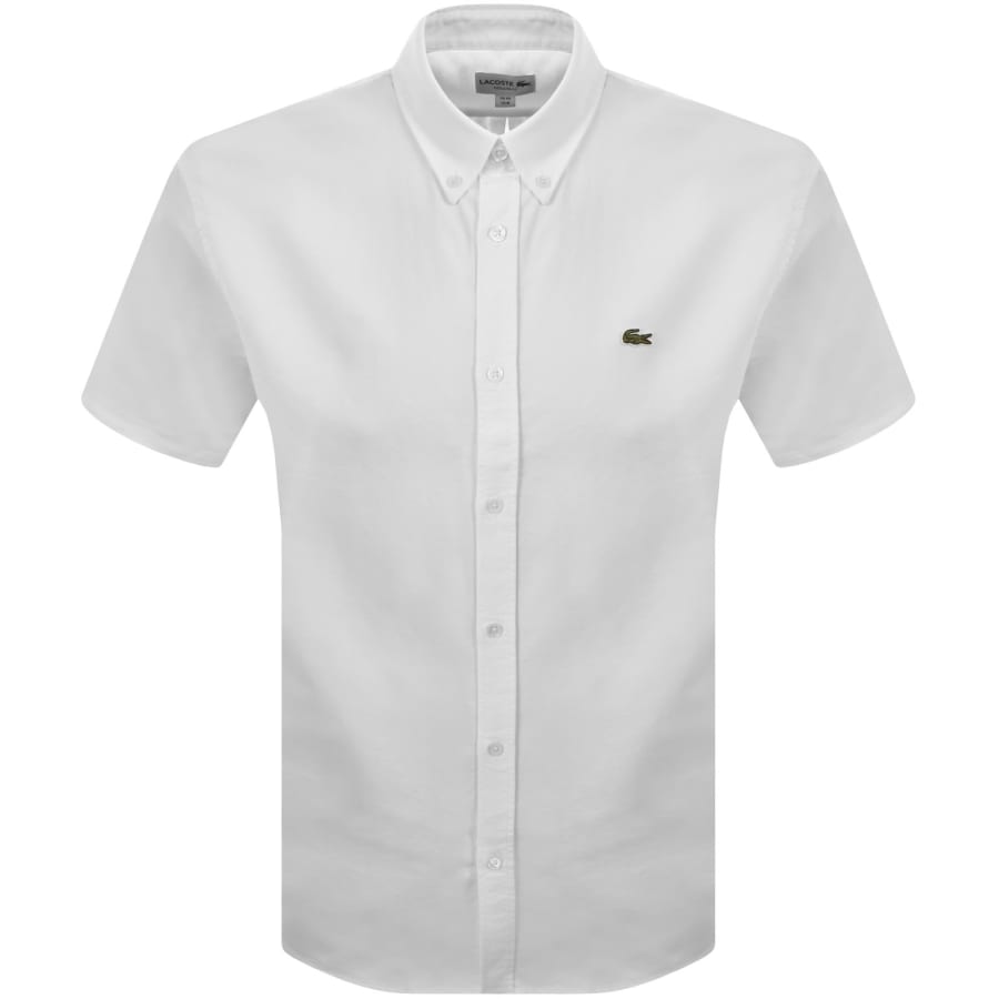 Image number 1 for Lacoste Woven Short Sleeved Shirt White
