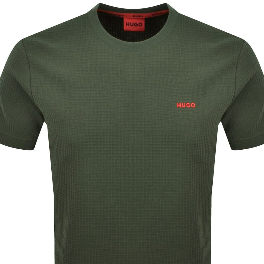 Image number 2 for HUGO Austin Waffle T Shirt Green