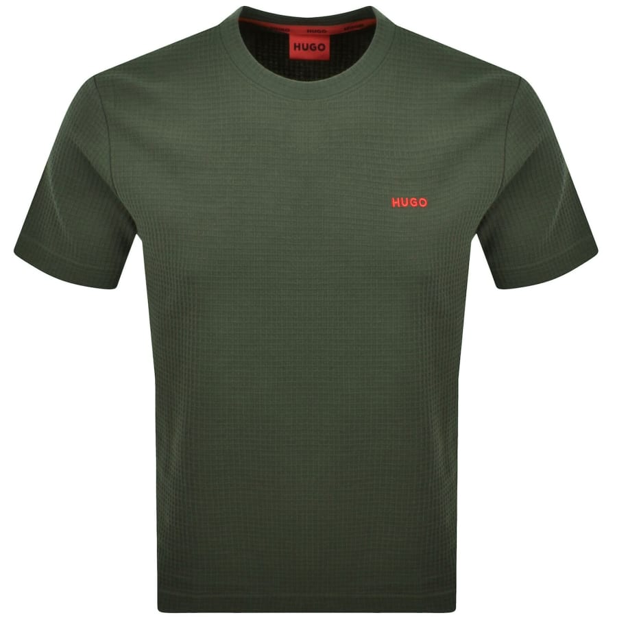 Image number 1 for HUGO Austin Waffle T Shirt Green