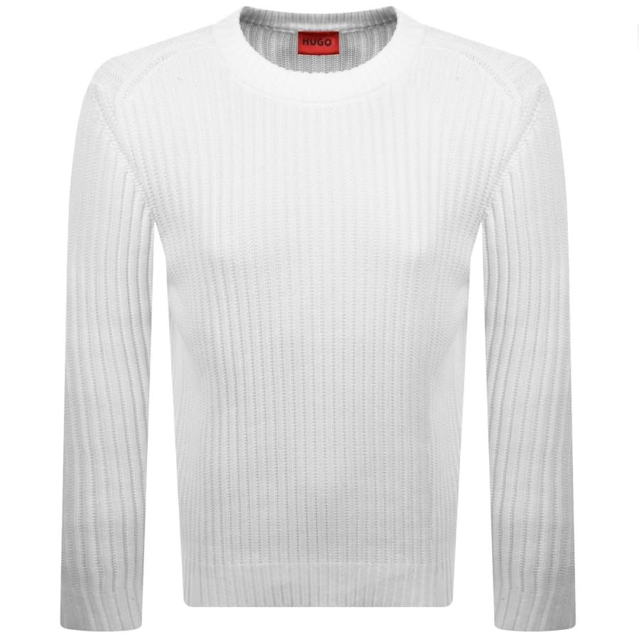 Image number 2 for HUGO Sribban Knit Jumper White