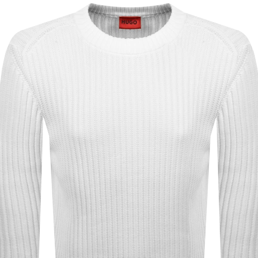 Image number 3 for HUGO Sribban Knit Jumper White