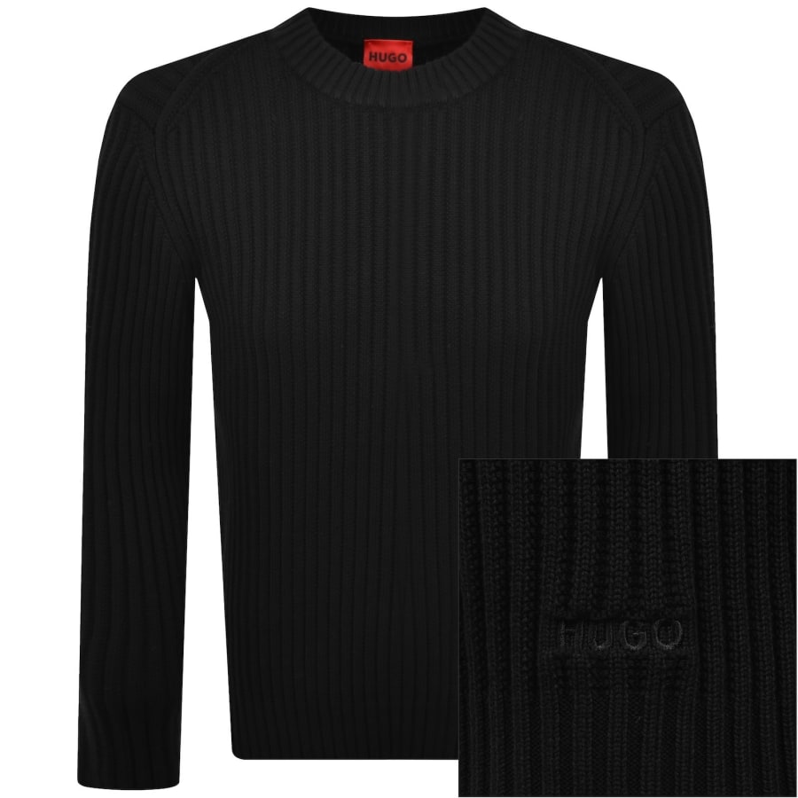 Image number 1 for HUGO Sribban Knit Jumper Black