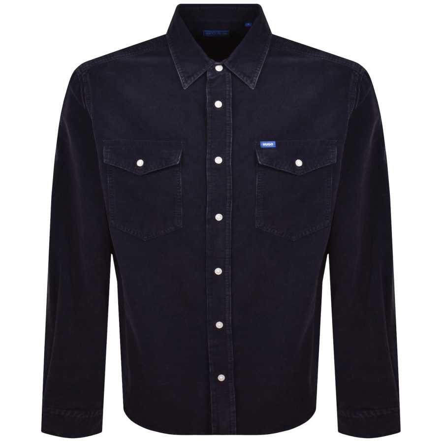 Image number 1 for HUGO Blue Ebino Long Sleeve Shirt Dark Blue