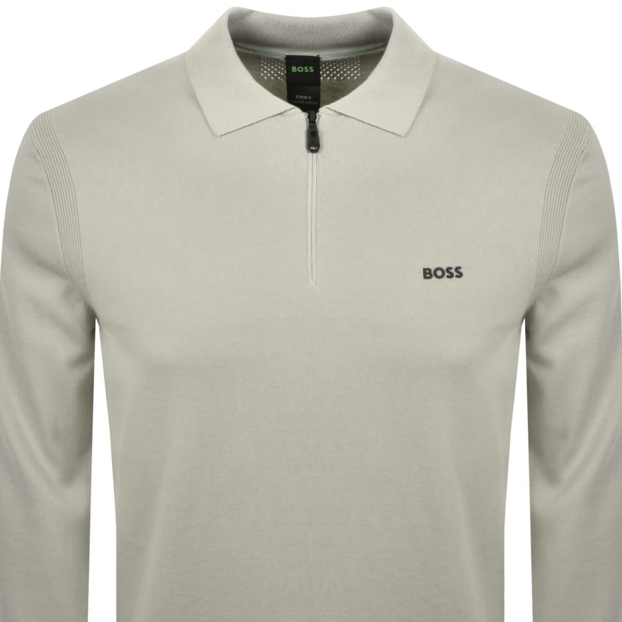 Image number 2 for BOSS Ever X Knit Polo Jumper Beige