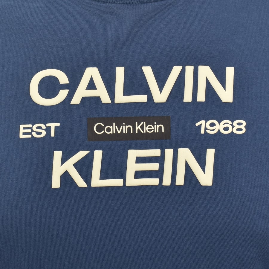 Image number 3 for Calvin Klein Jeans Large Logo T Shirt Navy