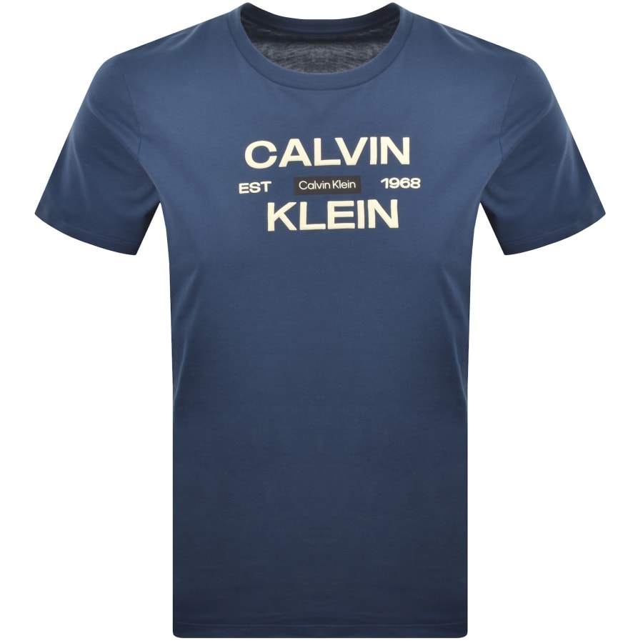 Image number 1 for Calvin Klein Jeans Large Logo T Shirt Navy