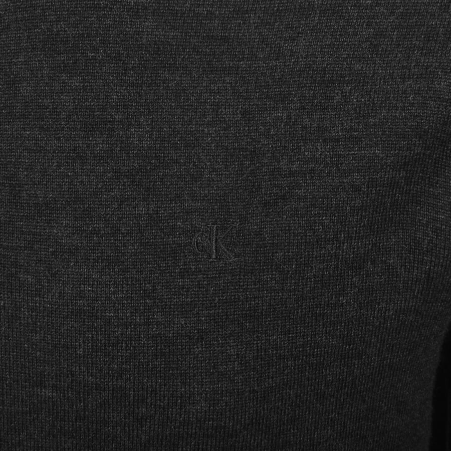 Image number 3 for Calvin Klein Merino Wool Zip Neck Jumper Grey