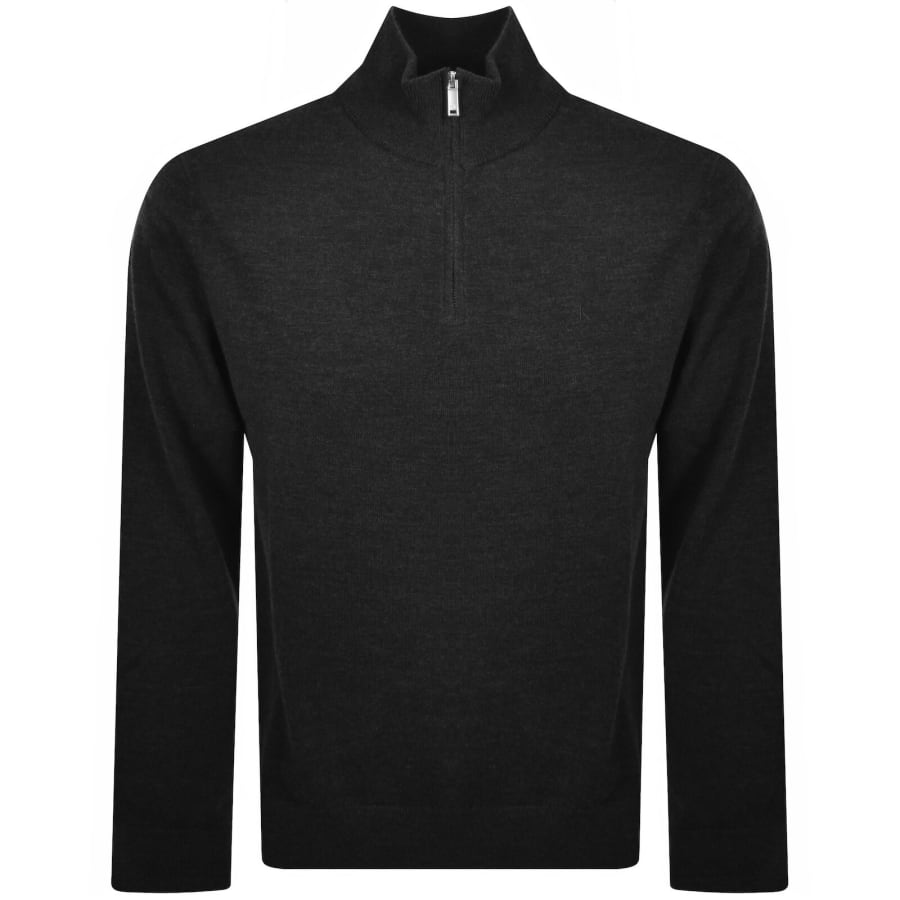Image number 1 for Calvin Klein Merino Wool Zip Neck Jumper Grey
