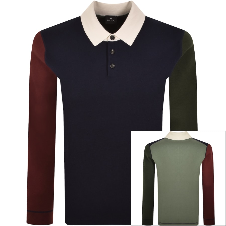 Image number 1 for Paul Smith Knit Polo Dark Blue