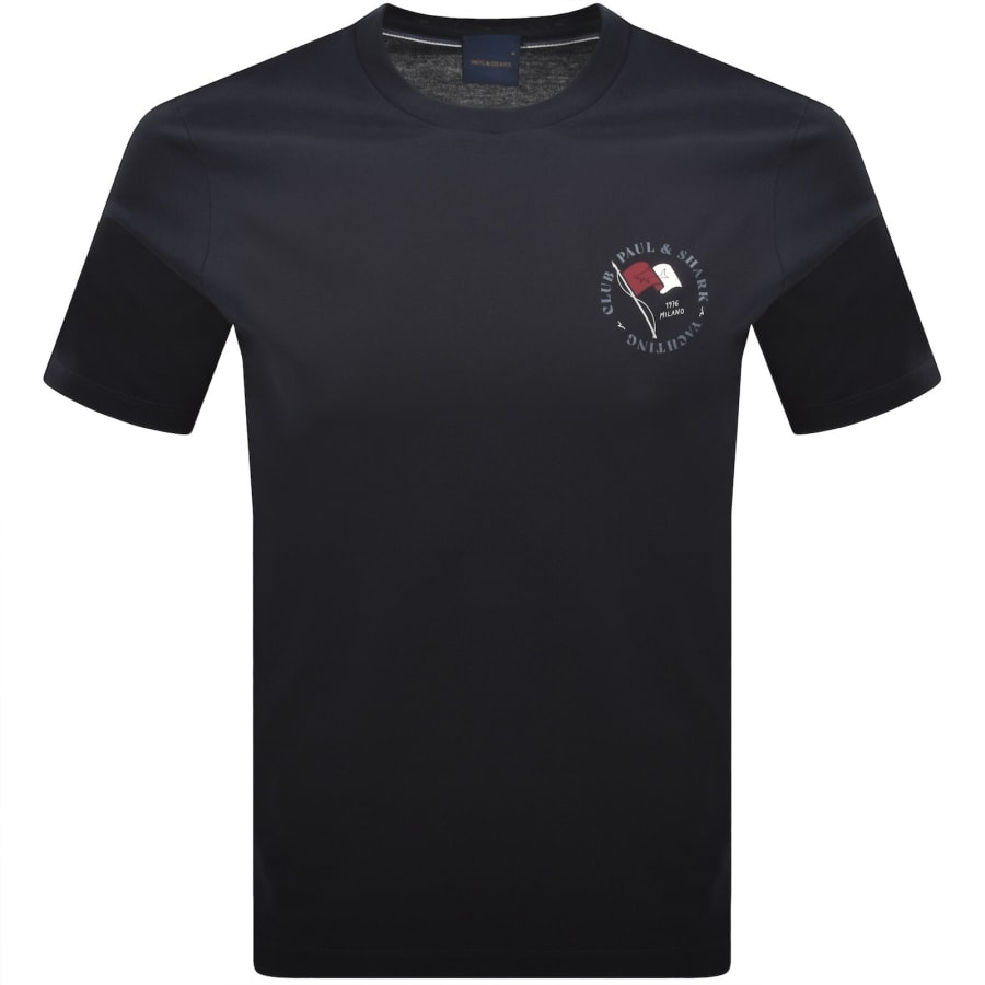 Image number 1 for Paul And Shark Printed Logo T Shirt Navy