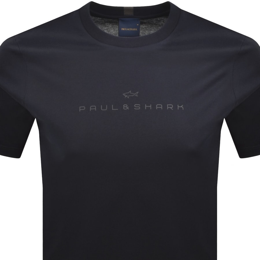 Image number 2 for Paul And Shark Printed Logo T Shirt Navy