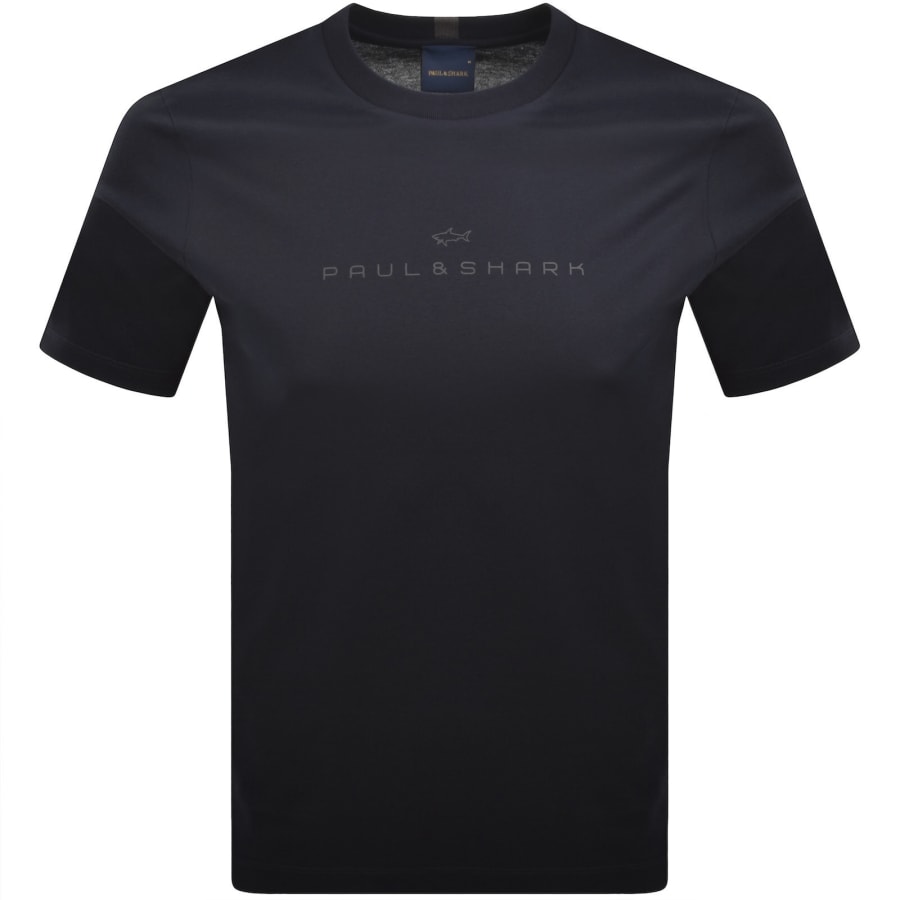 Image number 1 for Paul And Shark Printed Logo T Shirt Navy